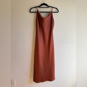 Beginning Boutique Schiffer Slip Midi Dress Rust